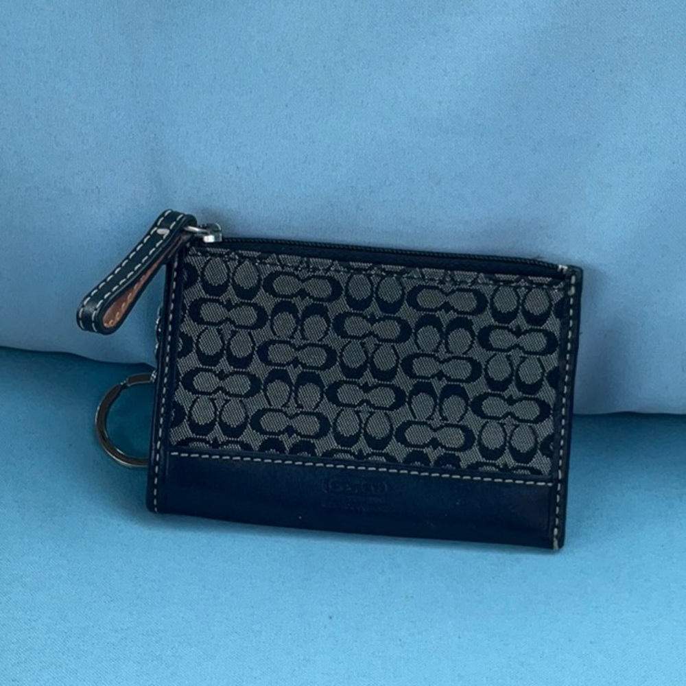 Coach Black and Gray Signature Coin Pouch